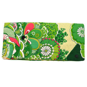 Judith Leiber x Bonwit Teller Green Floral Print Canvas Clutch
